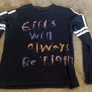 Navy Long Sleeve Tee with Inspirational Print
